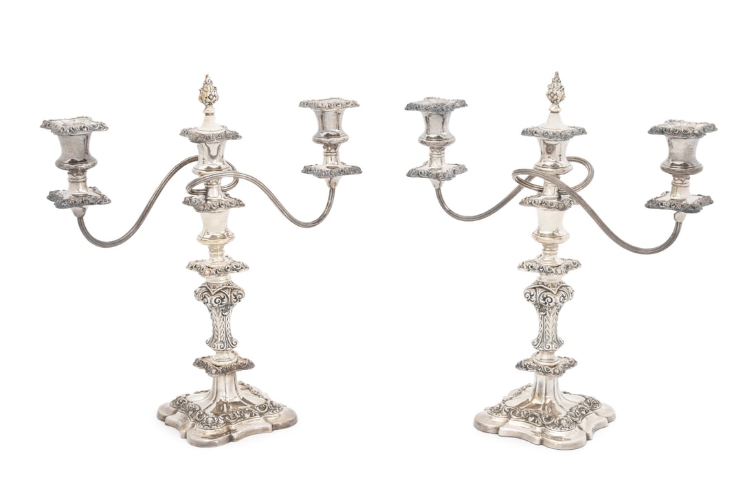 Georgian Style Silver Plate Candelabras, Pair (1 of 11)