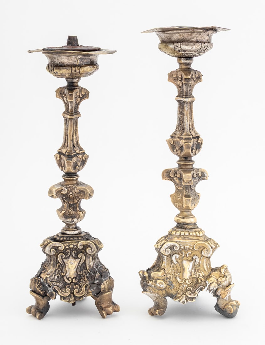 Baroque Repousse Decorated Candlesticks, Pair - 2