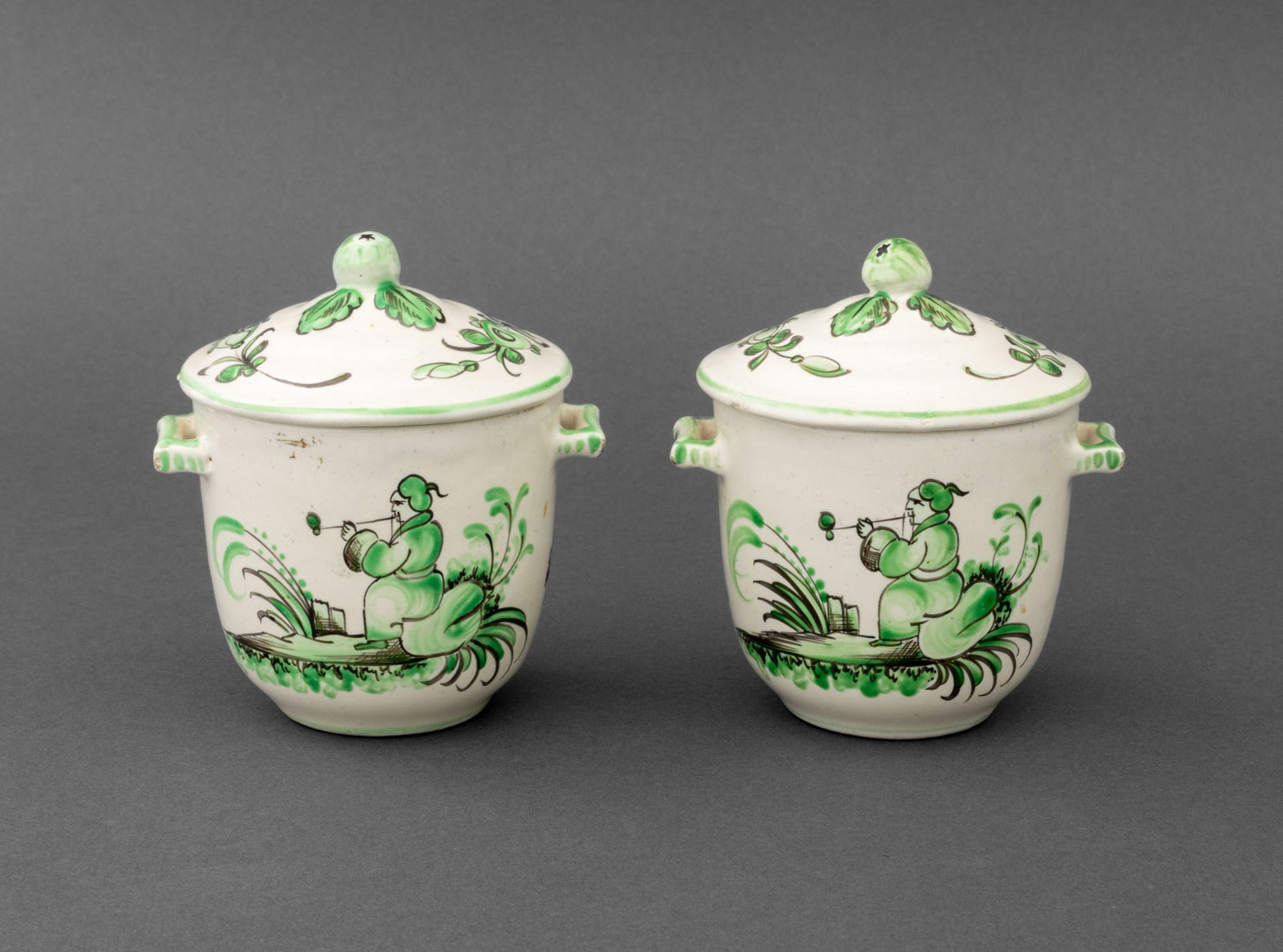 French Faience Pots de Creme, Pair (1 of 9)