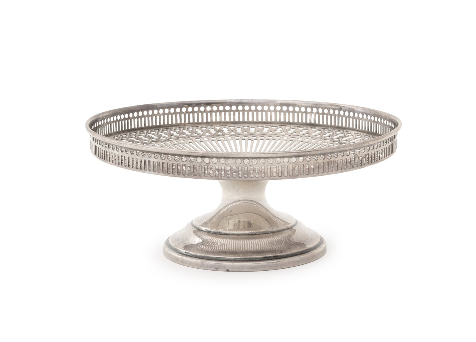 J.E. Caldwell & Co. Sterling Silver Tazza: J.E. Caldwell and Company Sterling Silver Reticulated Tazza, with engraved wreath to the center and monogrammed "JAS", marked to underside. Weight: 4.48 ozt.; 2.75" H x 6.25" Diameter. Provenance: