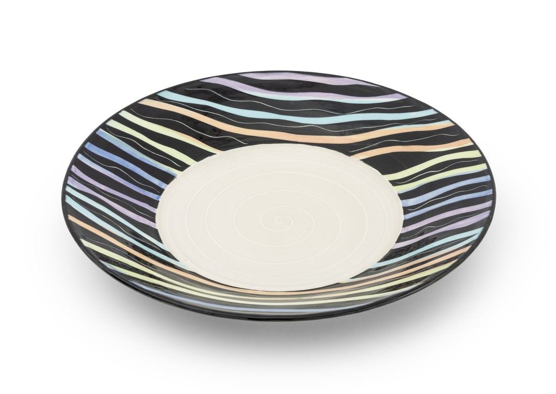 Signed Postmodern Art Pottery Charger, 1993 (1 of 7)