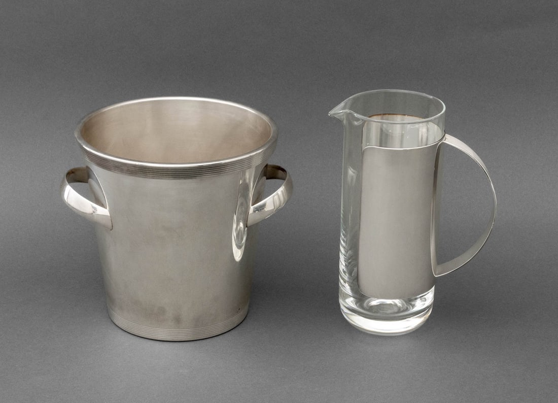 Plummer Modern Silver Plate Ice Bucket & Pitcher (1 of 11)