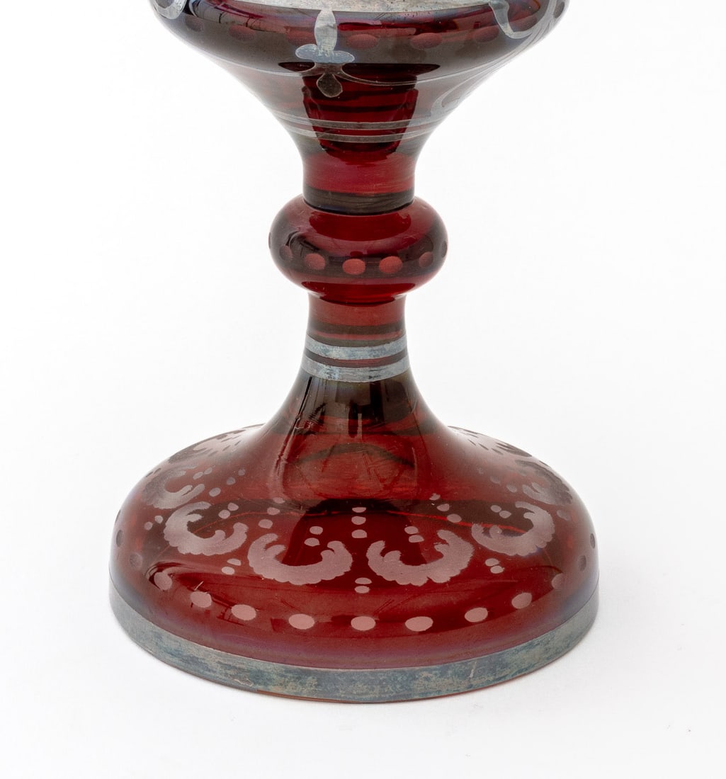 Bohemian Ruby Red Cut Crystal Goblet - 3