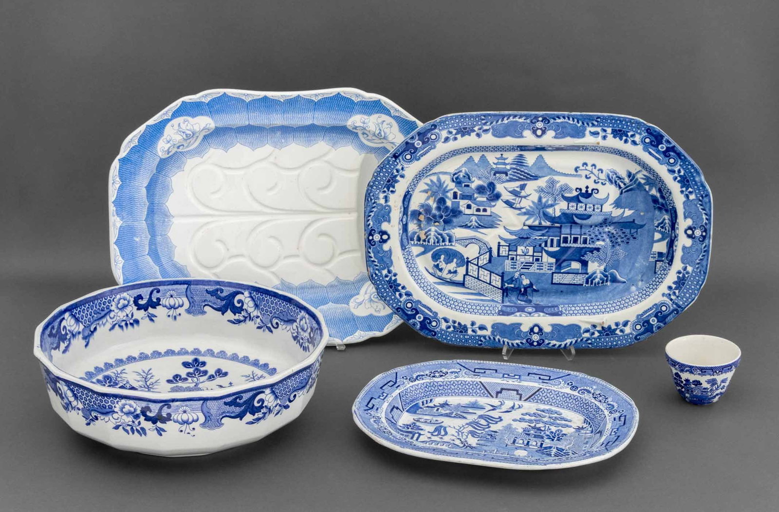 Staffordshire Blue and White Transferware, 5 Pcs. (1 of 20)