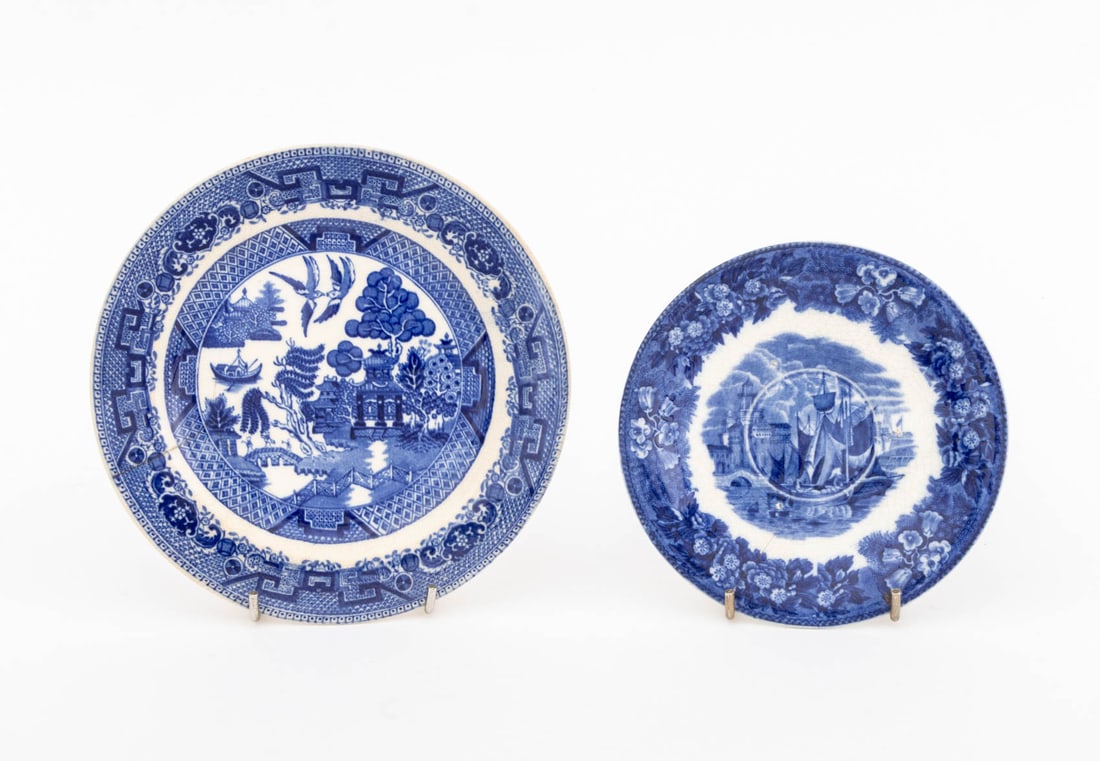 Flow Blue Transferware Plates, 14 - 13