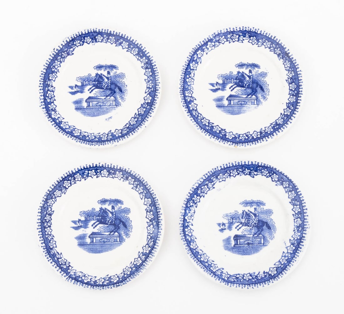 Flow Blue Transferware Plates, 14 - 17