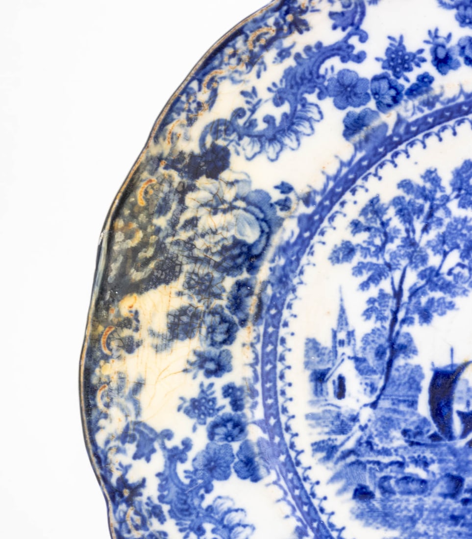 Flow Blue Transferware Plates, 14 - 3