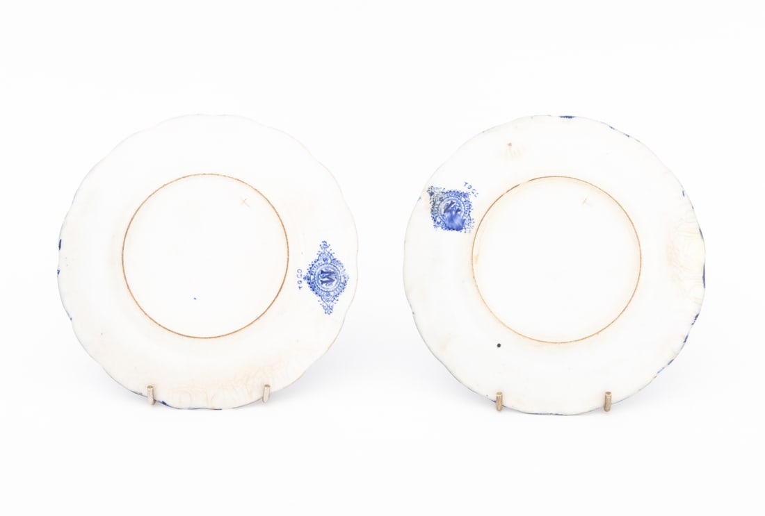 Flow Blue Transferware Plates, 14 - 4
