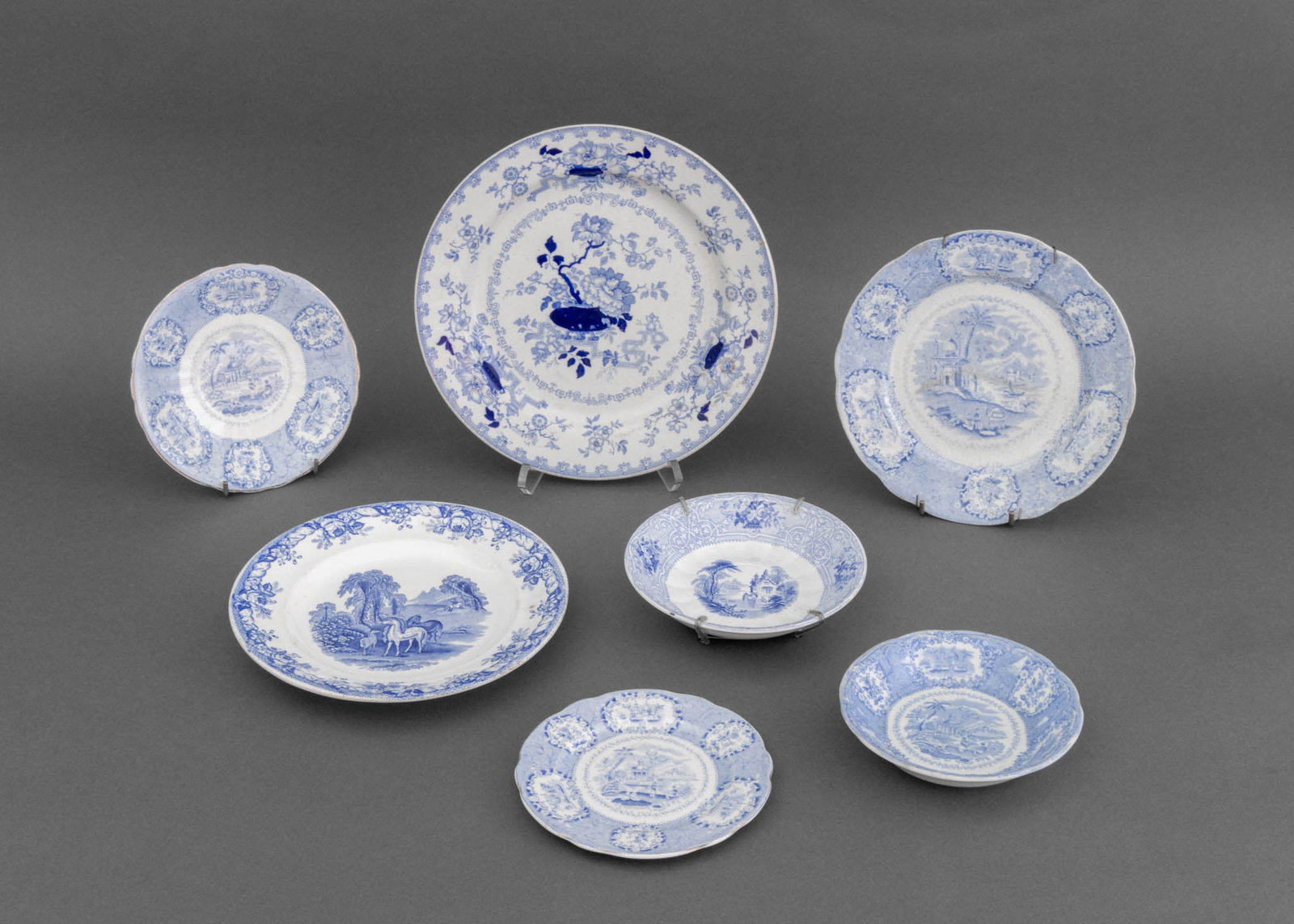 English Blue and White Transferware, 7 Pcs. (1 of 18)