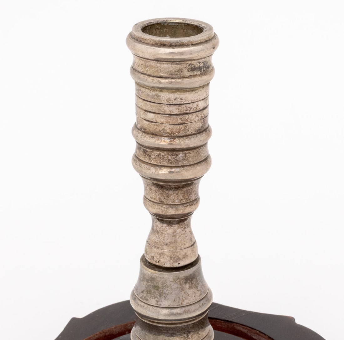 Turned Form Silver Plate Candlesticks, Pair - 7