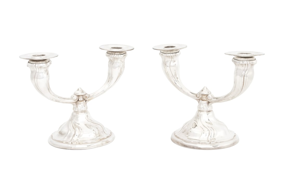 British Art Deco Silver Plate Candelabra, Pair (1 of 9)