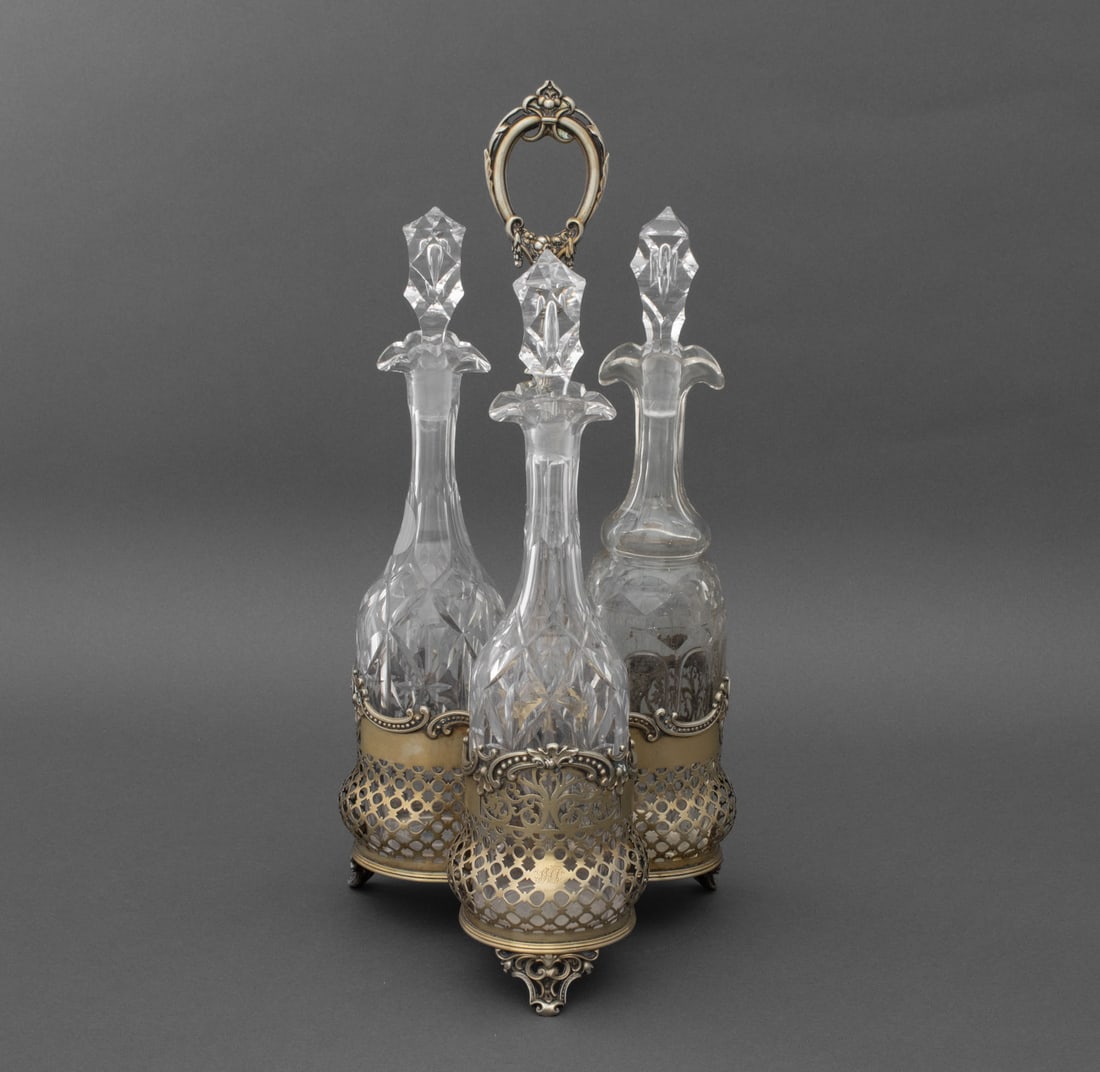 Cut Crystal Decanters and Silver Plate Tantalus (1 of 13)