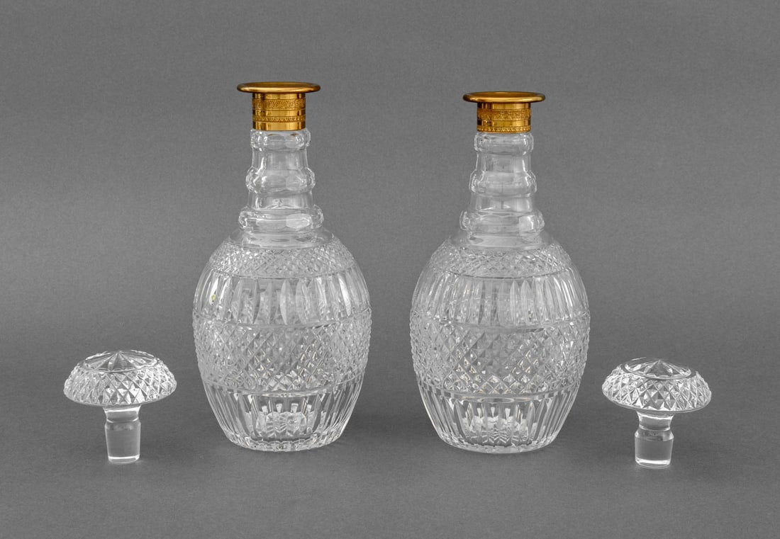 Gilt Metal Mounted Cut Crystal Decanters, Pair - 5