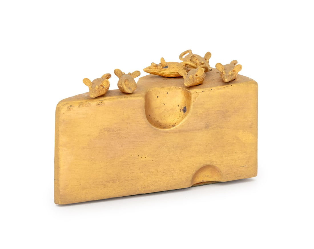 Modern Gilt Metal Cheese & Mouse Form Serving Set (1 of 12)