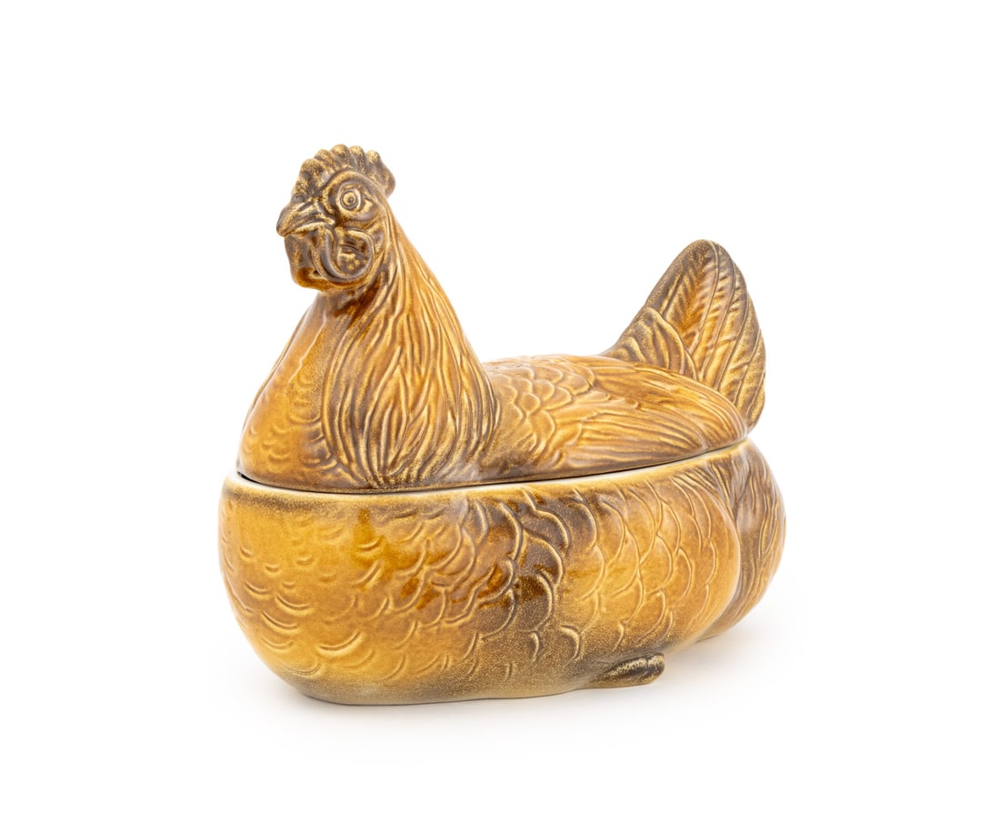 Hen Form Glazed Ceramic Covered Tureen (1 of 8)