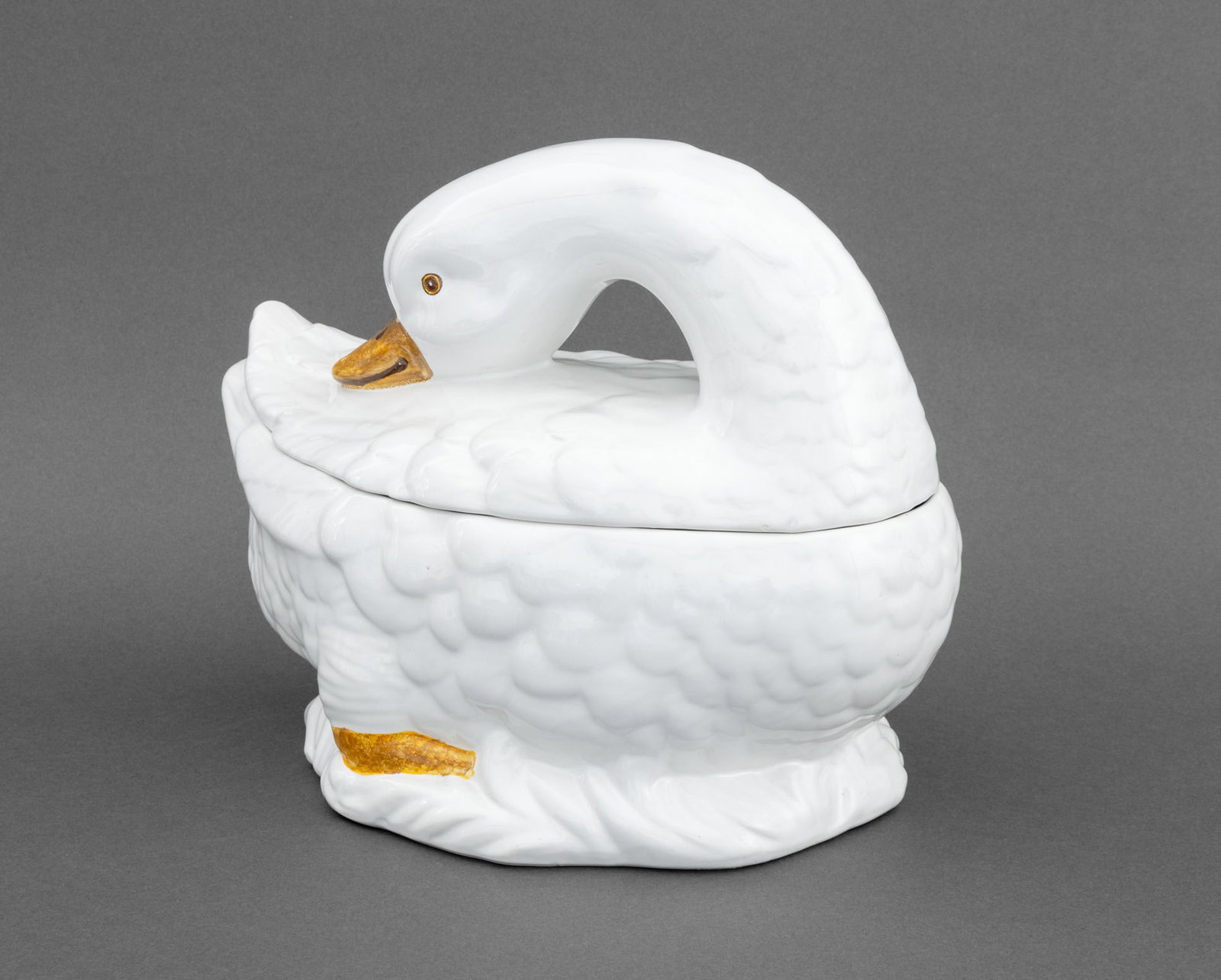 Italian Maiolica Goose Form Covered Soup Tureen (1 of 9)