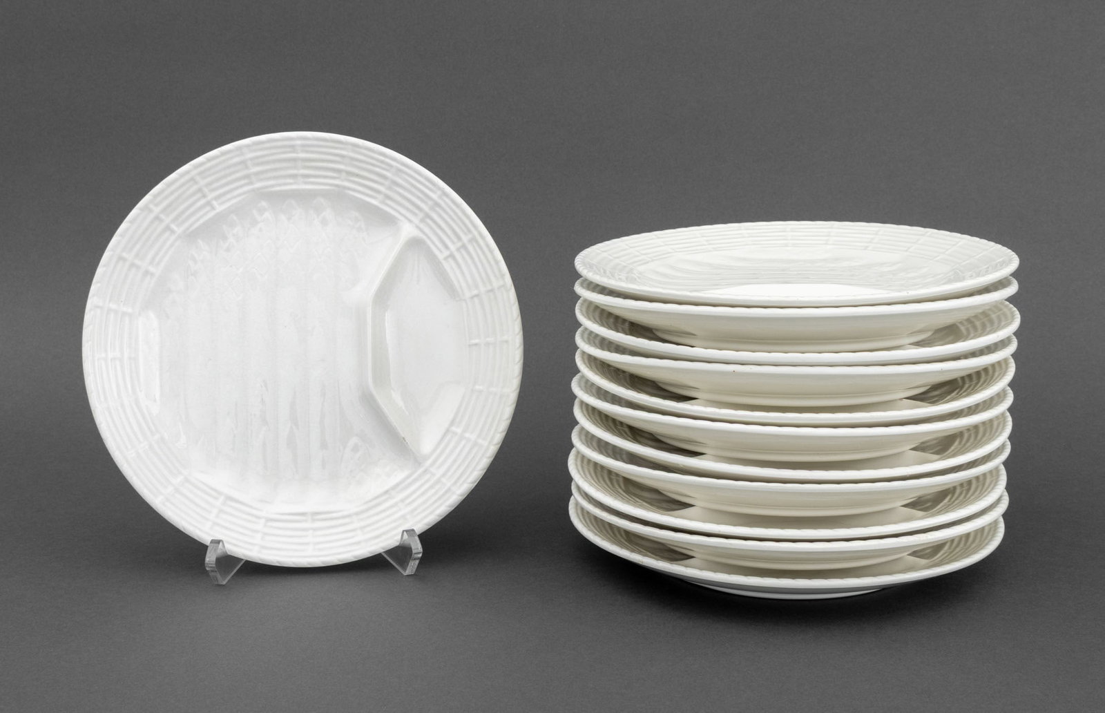 Sarreguemines White Ceramic Plates, 12 (1 of 7)