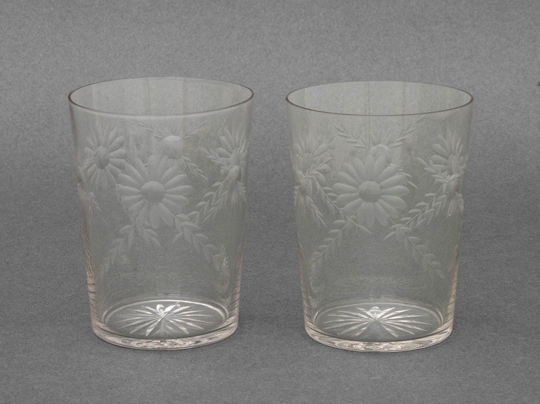 Wheat Motif Etched Glass Tableware, 48 Pcs. - 12