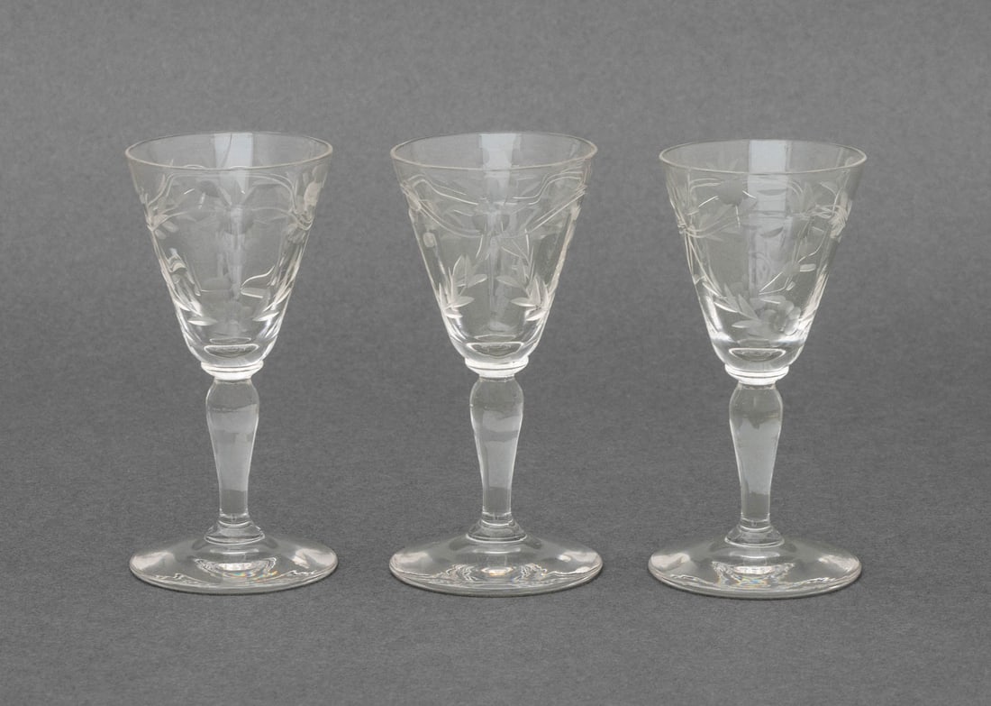Wheat Motif Etched Glass Tableware, 48 Pcs. - 13