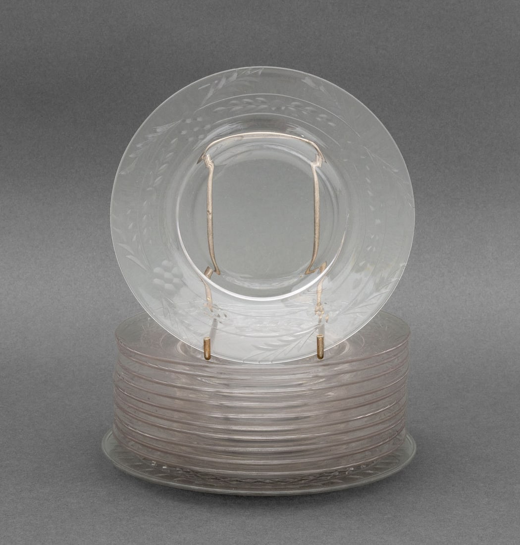 Wheat Motif Etched Glass Tableware, 48 Pcs. - 14