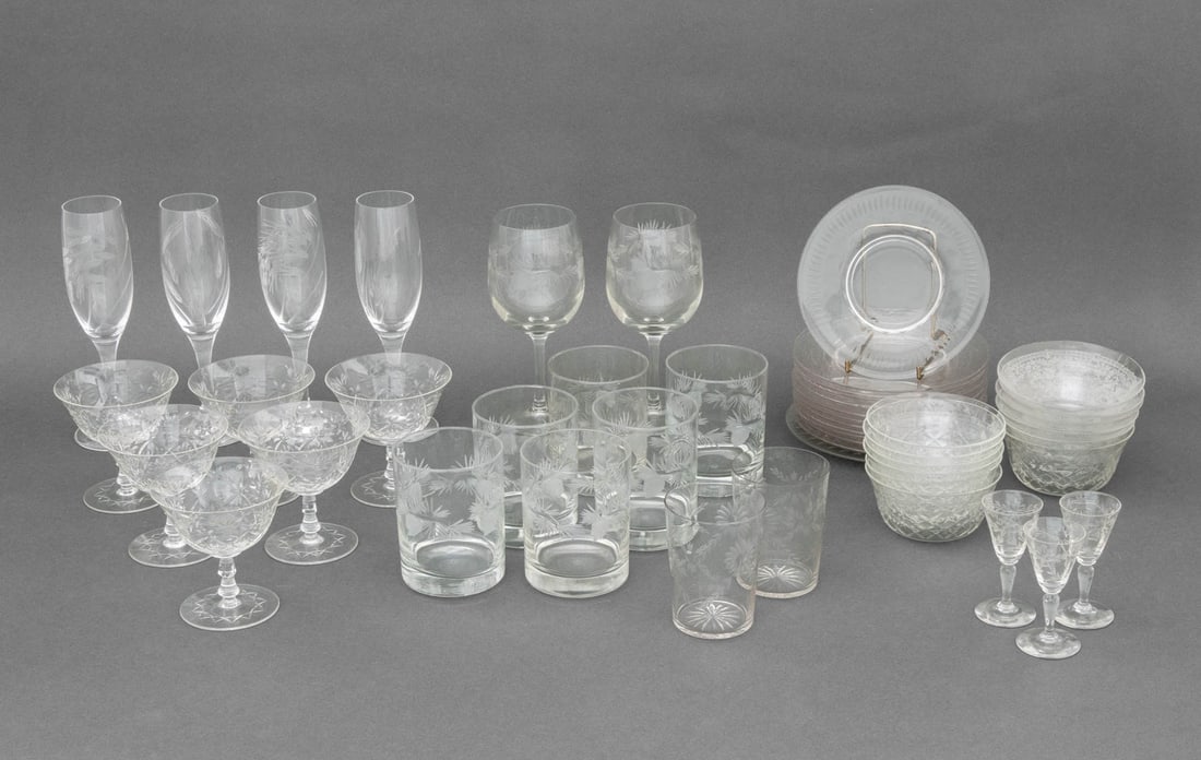 Wheat Motif Etched Glass Tableware, 48 Pcs. (1 of 20)