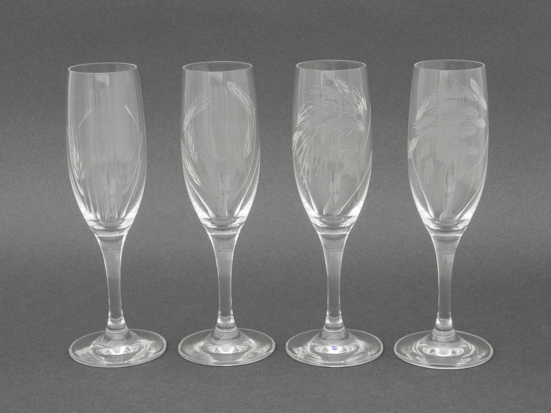 Wheat Motif Etched Glass Tableware, 48 Pcs. - 4