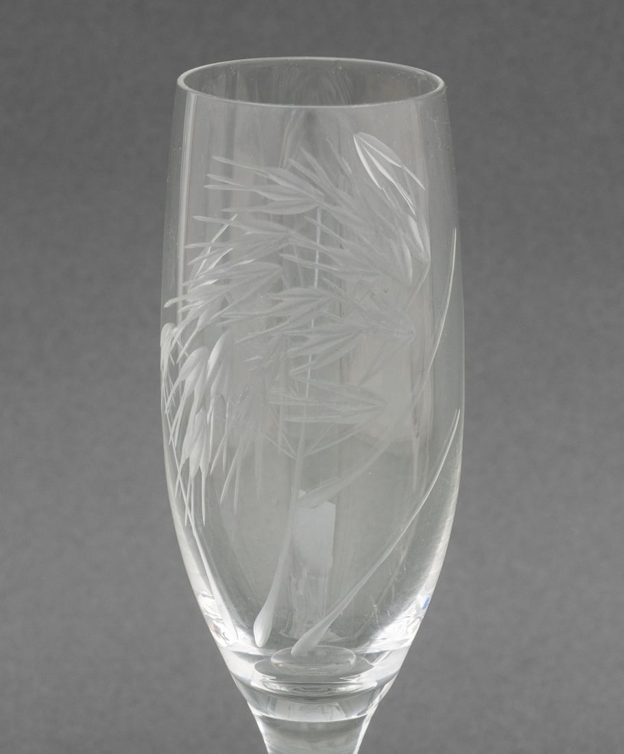 Wheat Motif Etched Glass Tableware, 48 Pcs. - 5