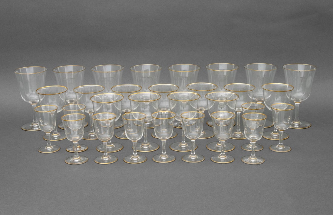 Gilt Rimmed Crystal Stemware Service, 30 Pcs. (1 of 9)