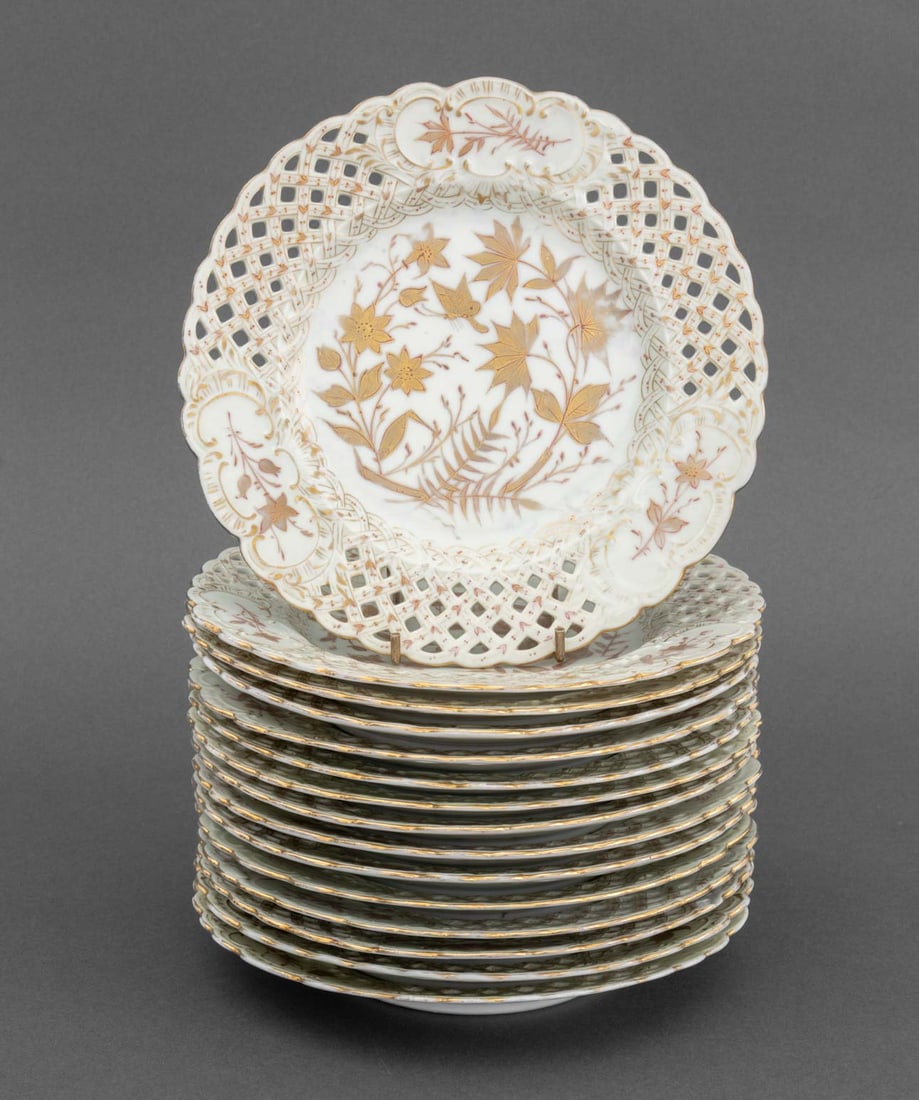 Austrian Gilt Porcelain Reticulated Plates, 15 (1 of 6)