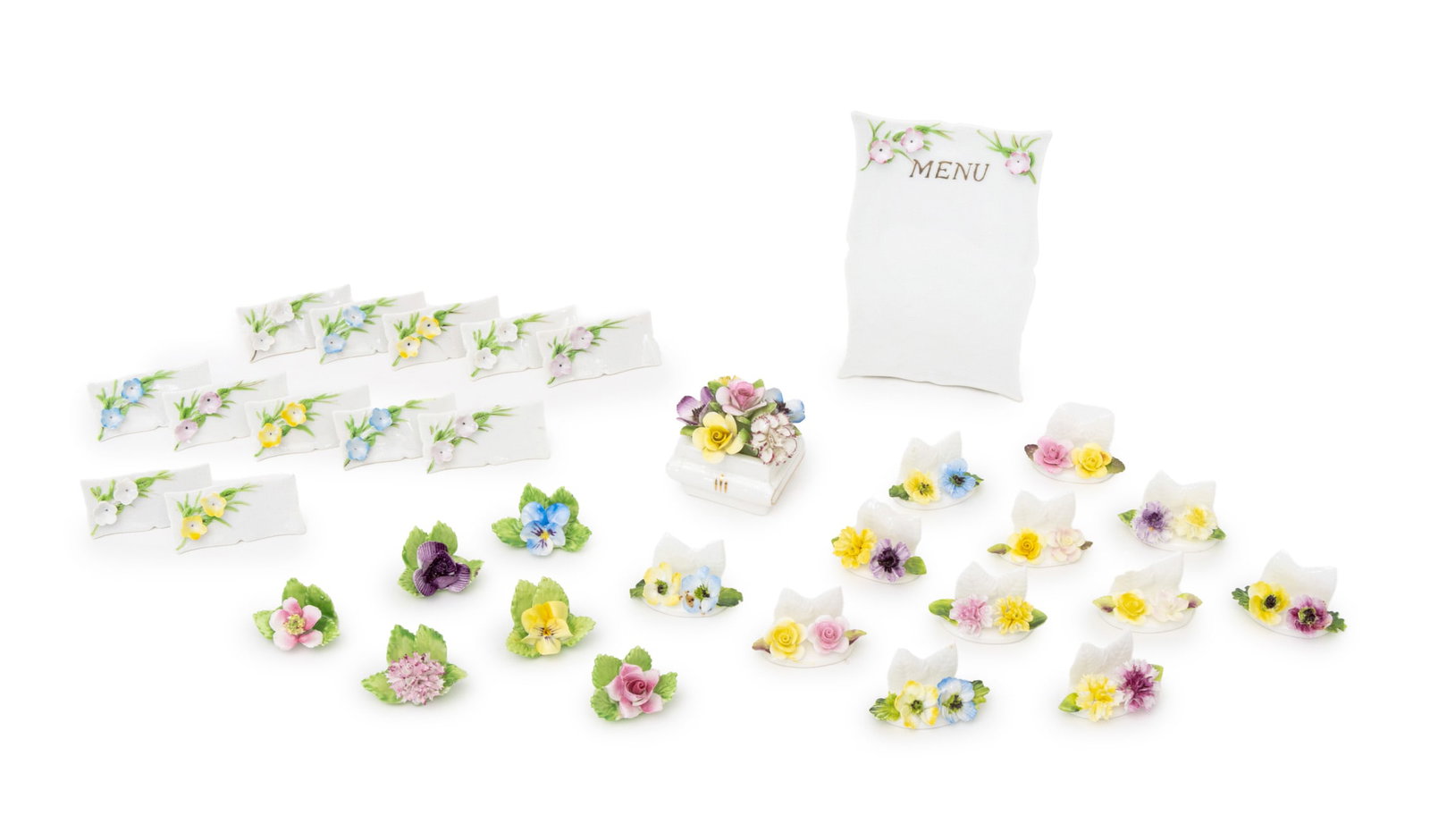 Floral Motif Porcelain Place Card Holders, 32 Pcs. (1 of 19)