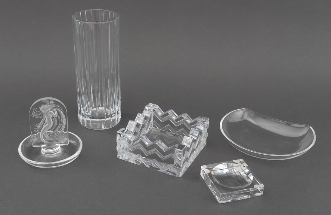 Lalique and Baccarat Crystal Vase and Dishes, 5 (1 of 20)