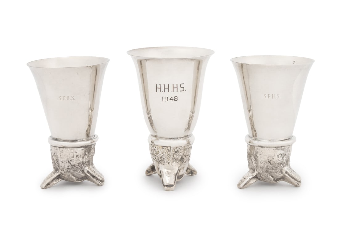 Wolf Head Silver Plate Stirrup Cups, 3 (1 of 16)
