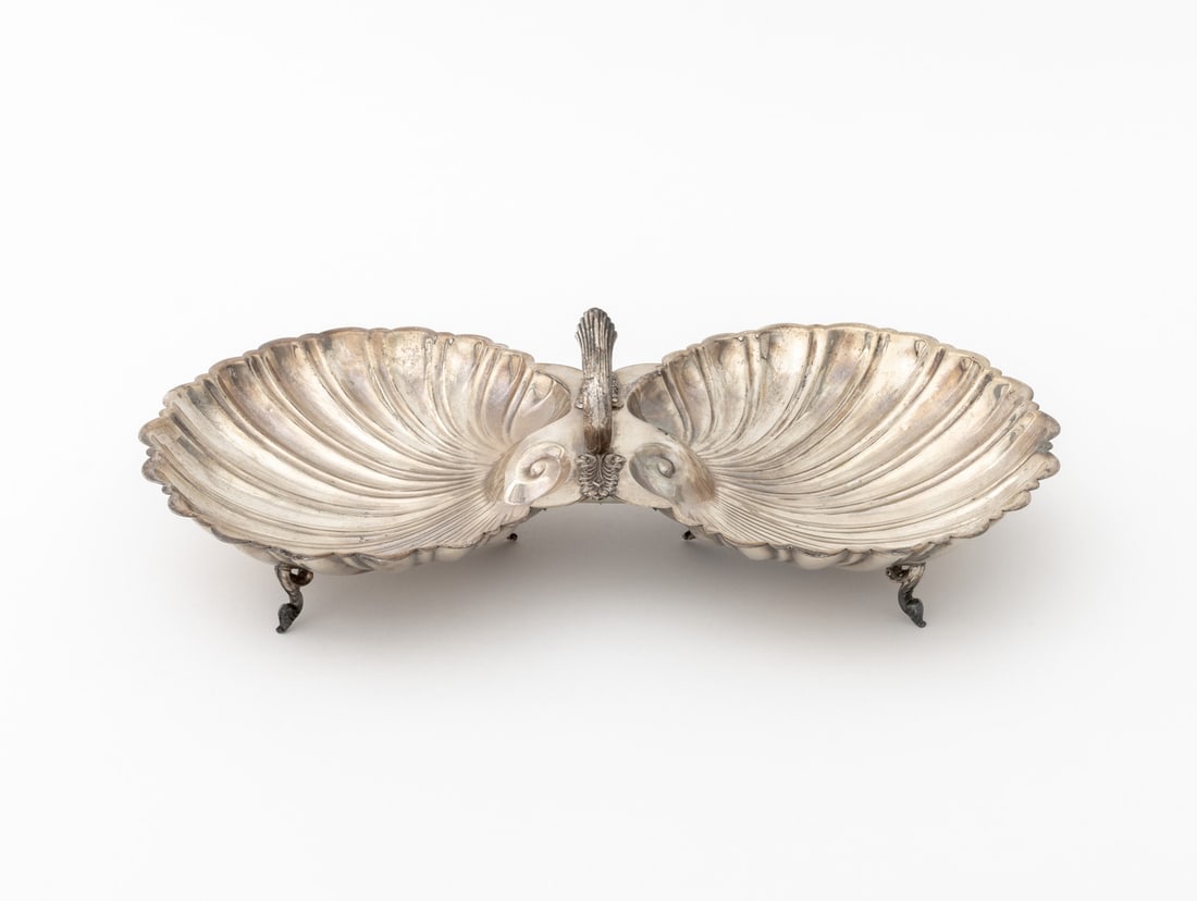 Double Shell Silver Plate Serving Dish - 2