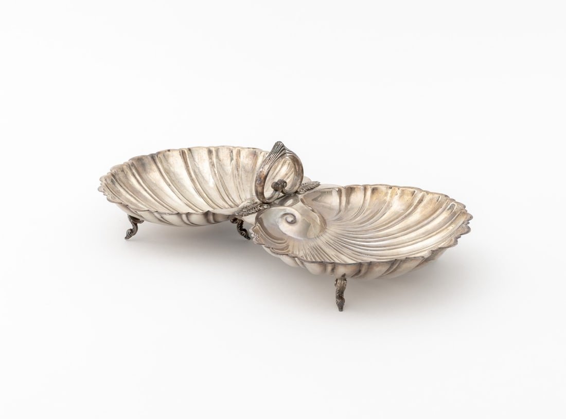 Double Shell Silver Plate Serving Dish - 3