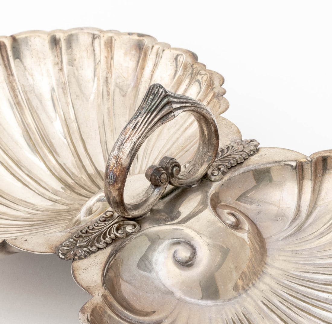 Double Shell Silver Plate Serving Dish - 4
