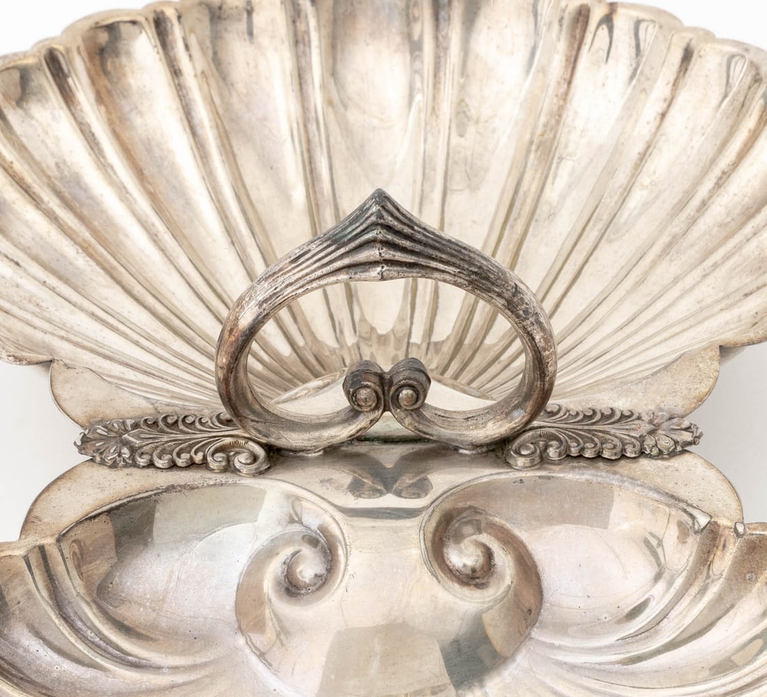 Double Shell Silver Plate Serving Dish - 6