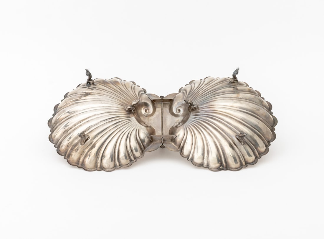 Double Shell Silver Plate Serving Dish - 8