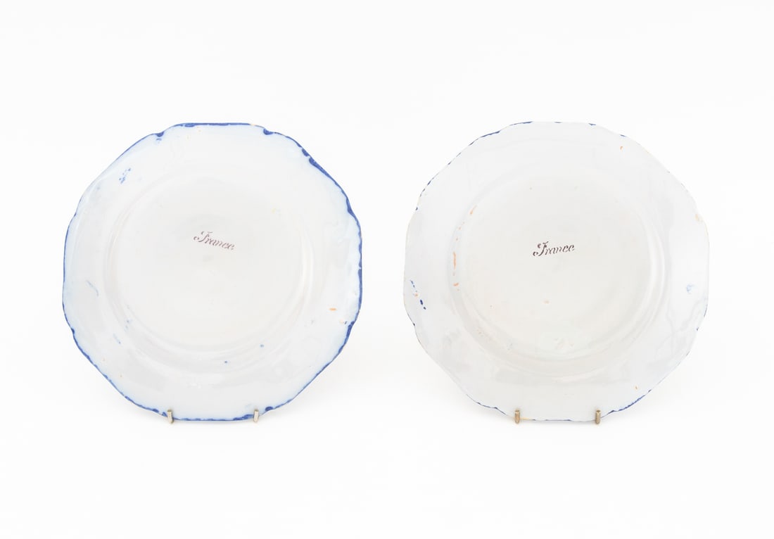 French Faience Ceramic Plates, 6 - 12