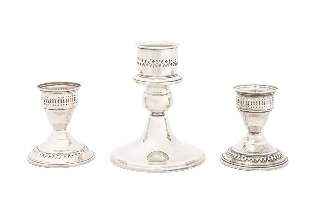 American Sterling Silver Weighted Candlesticks, 3 (1 of 12)