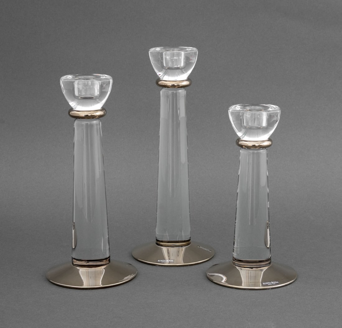 Ehner x Kosta Boda "Athena" Glass Candlesticks, 3 - 5