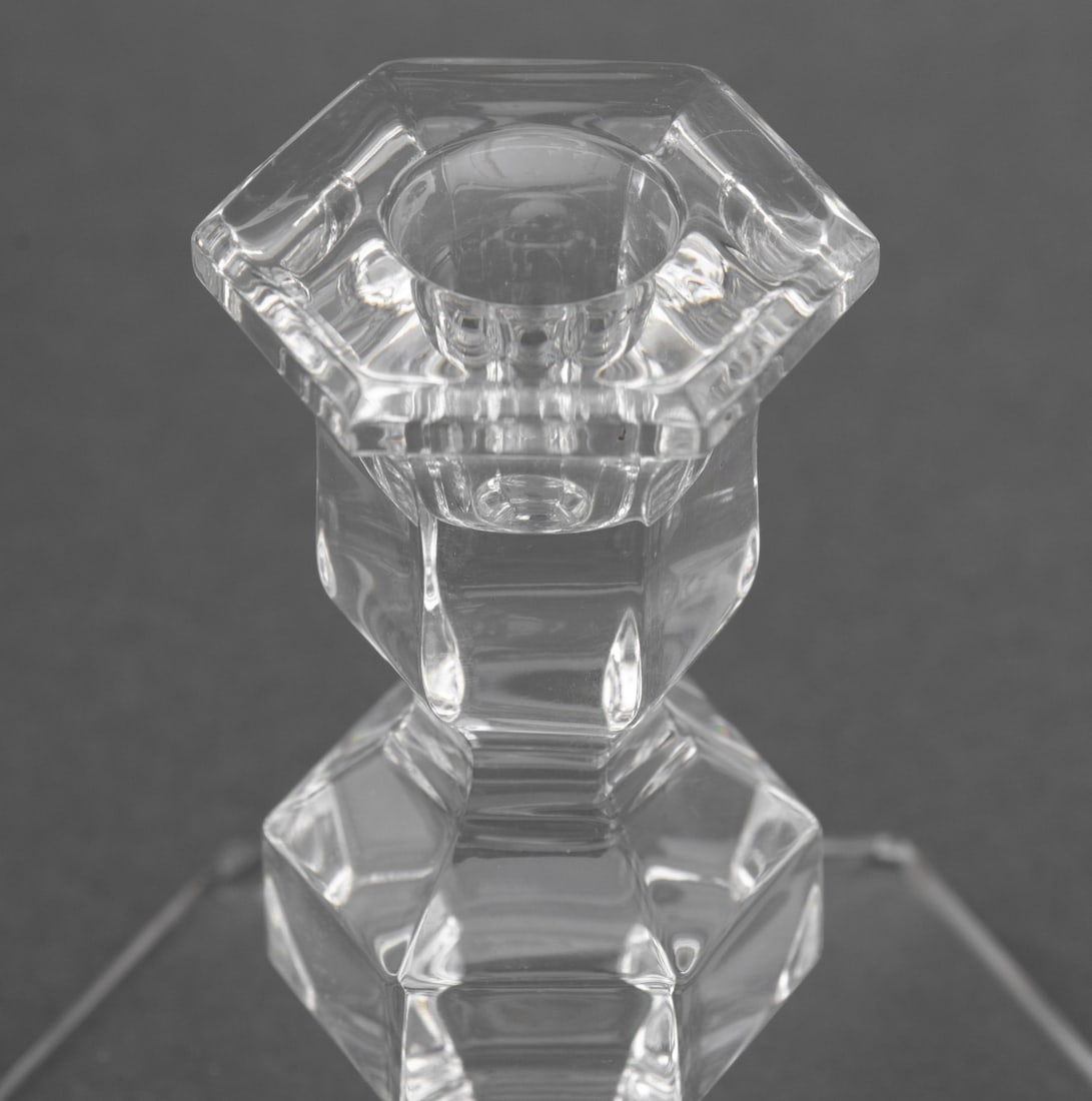 Val St. Lambert Crystal Candlesticks, Pair - 3