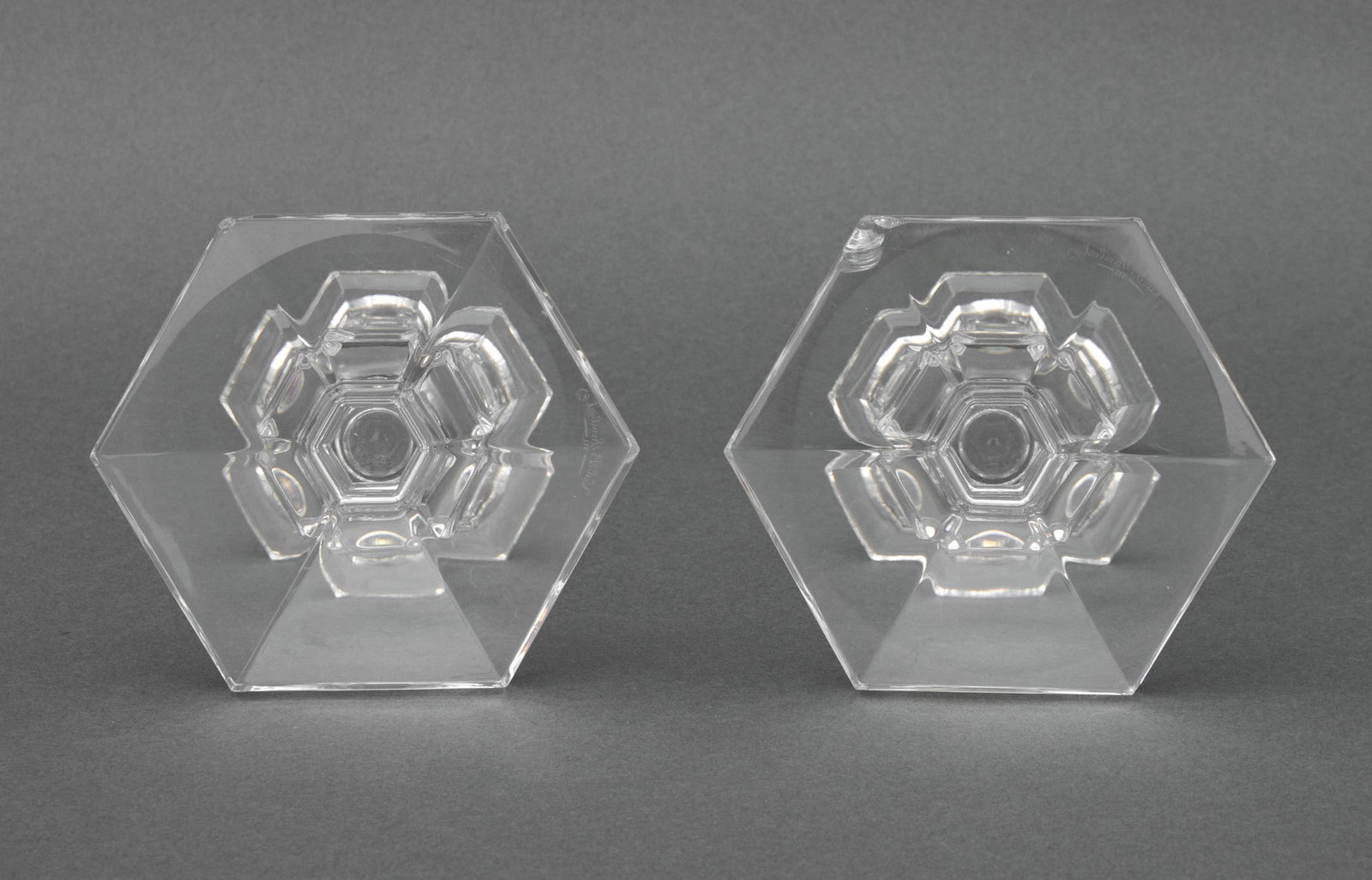 Val St. Lambert Crystal Candlesticks, Pair - 6
