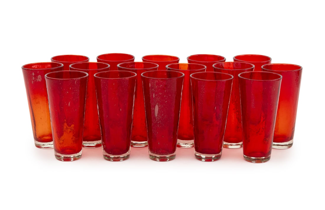 Mid-Century Modern Ruby Red Glass Tumblers, 16 (1 of 8)