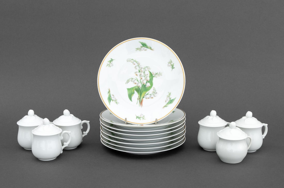 French Limoges Porcelain Dessert Service, 14 Pcs. (1 of 10)