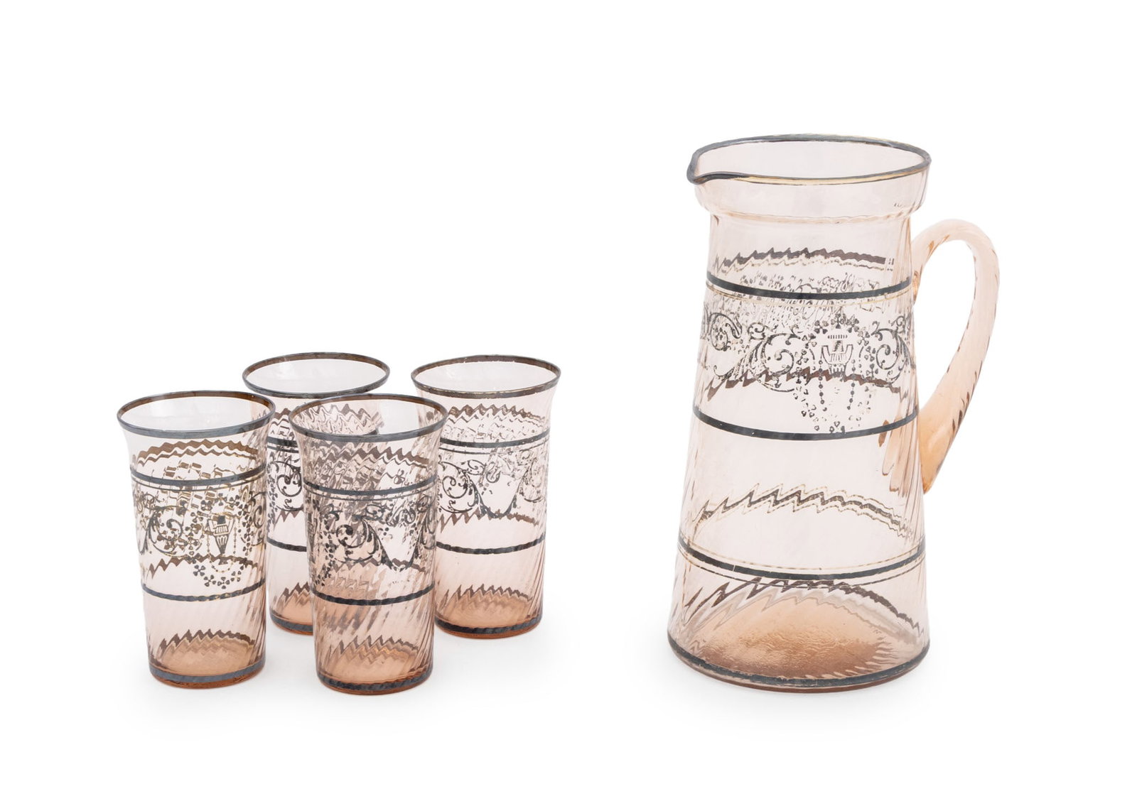 Vintage Painted Pressed Glass Drinkware, 5 Pcs. (1 of 10)