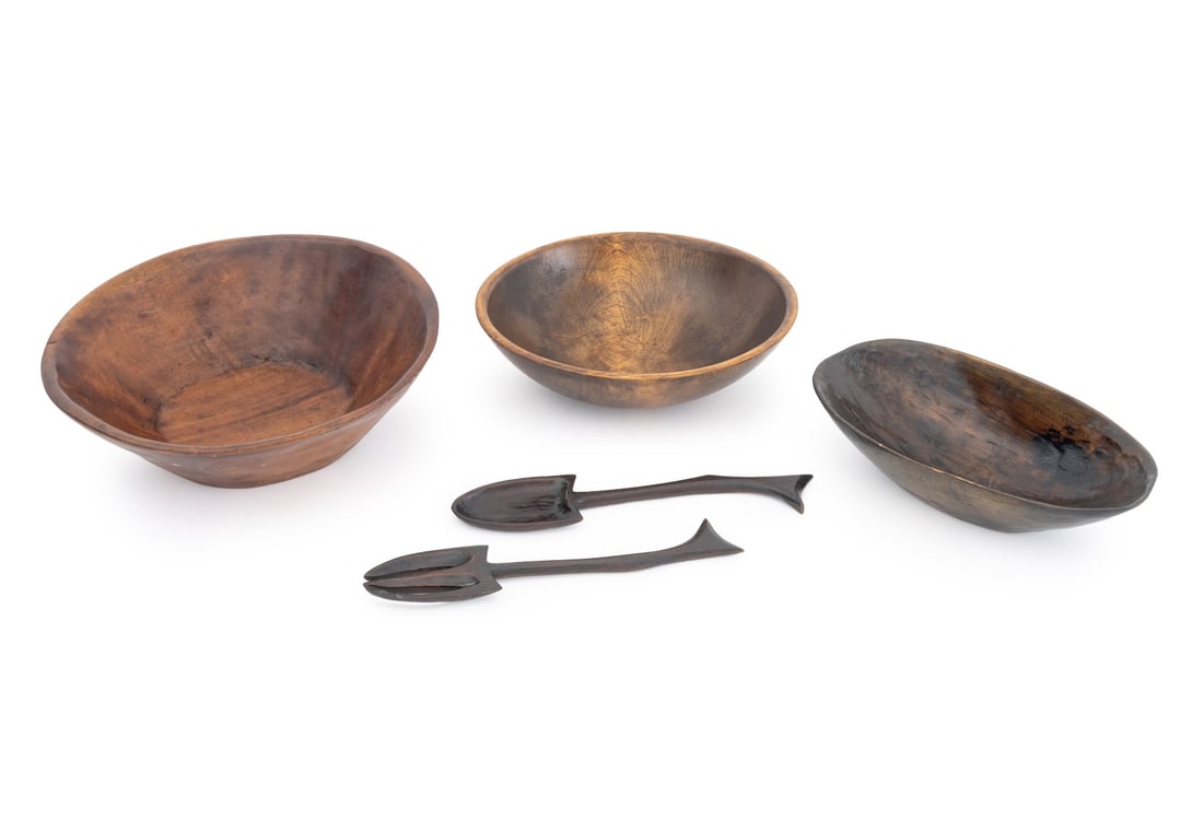 Modern Carved Wood Serving Tableware, 5 Pcs. (1 of 15)