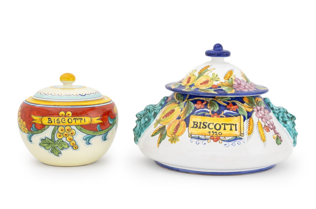 Italian Maiolica Covered Biscotti Jars, 2 (1 of 18)
