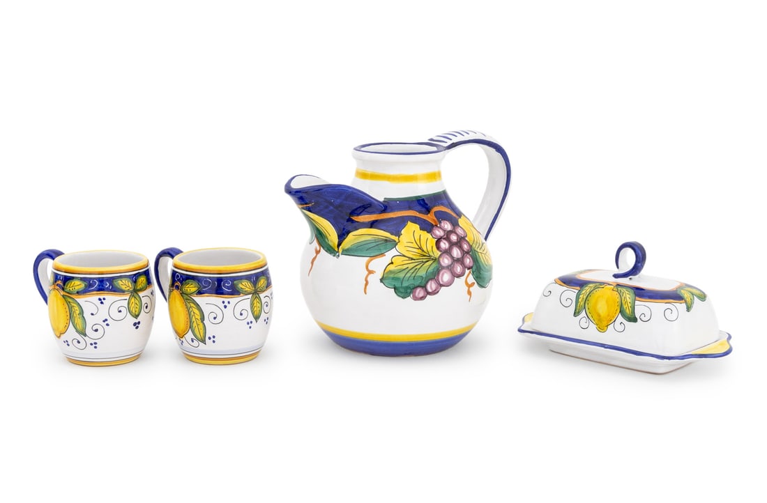 Italian Maiolica Lemon Motif Tea Set, 4 Pcs. (1 of 16)