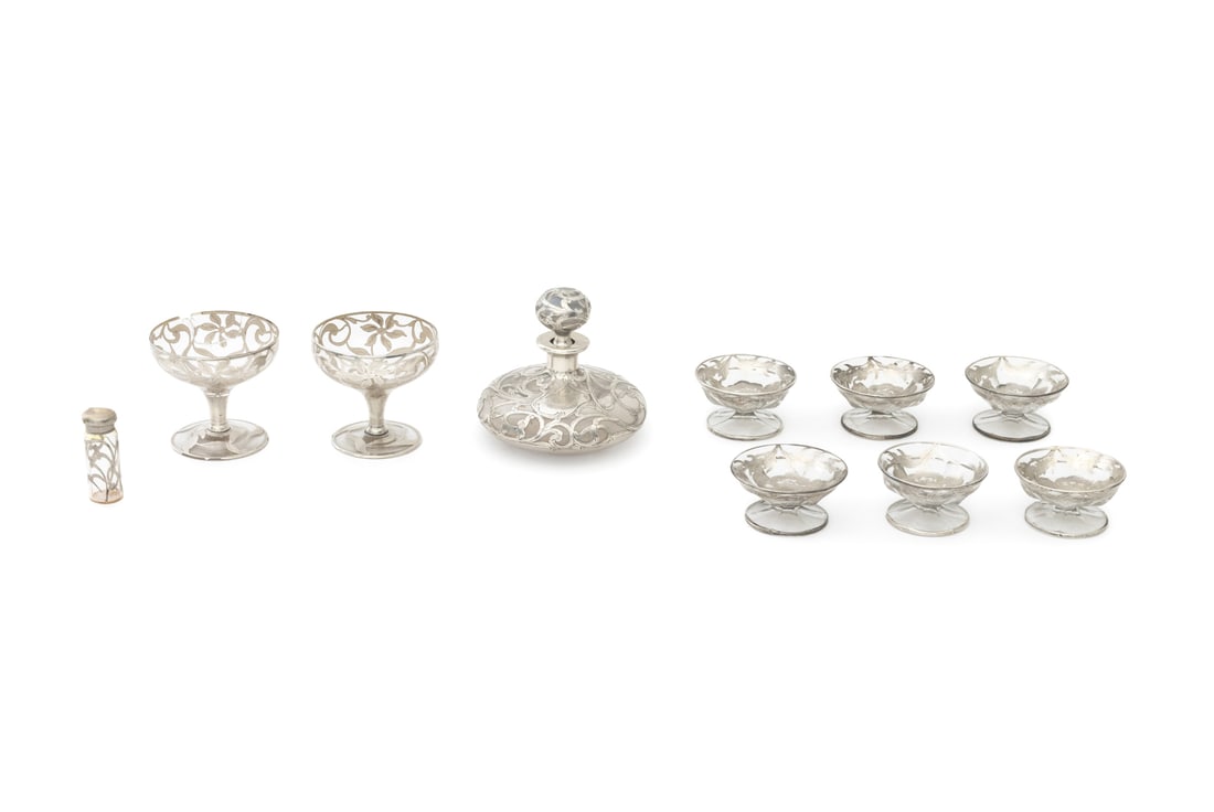 Art Nouveau Glass & Silver Tableware, 10 Pcs (1 of 12)