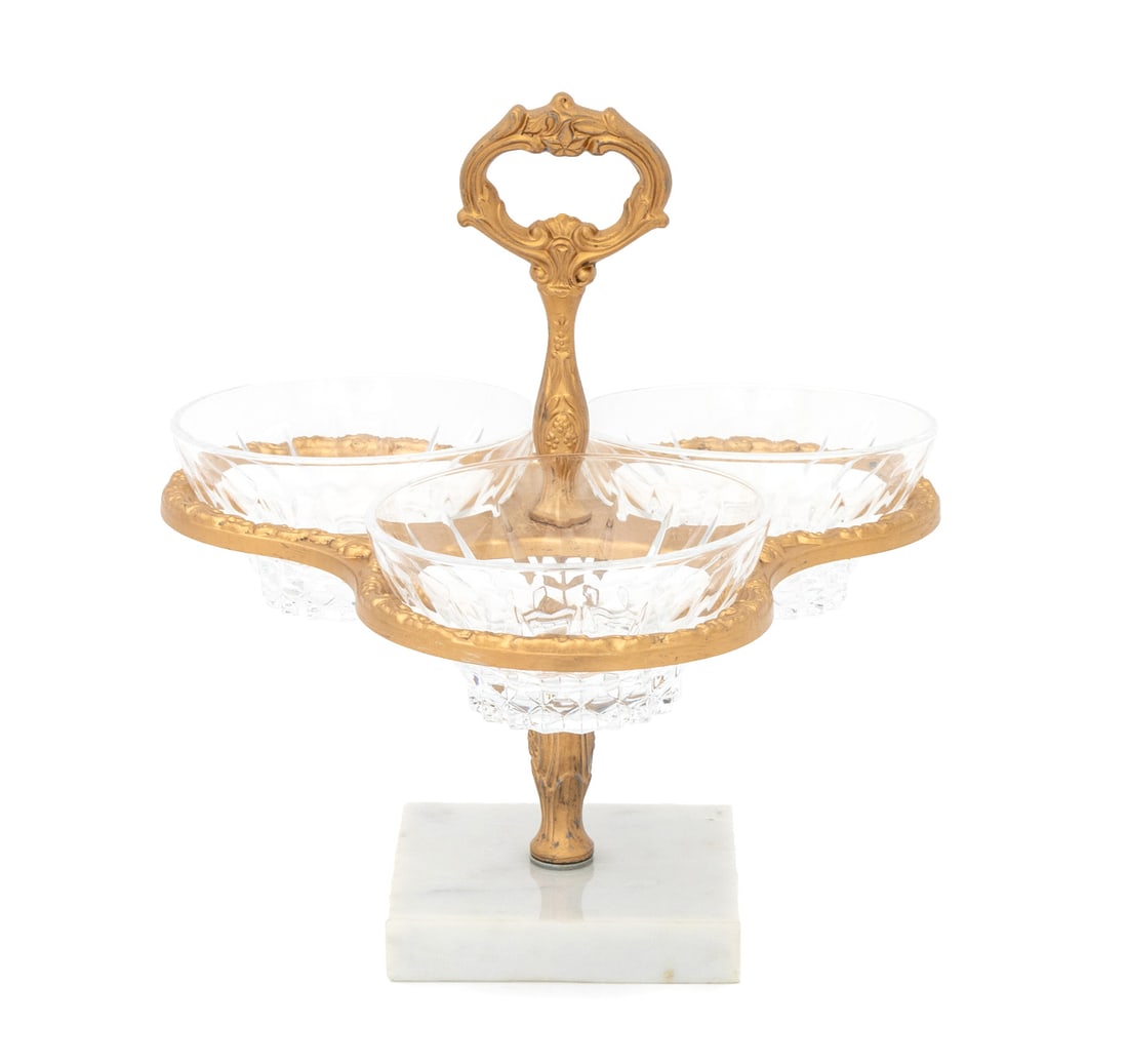Hollywood Regency Style Gilt Metal 3-Section Dish (1 of 10)